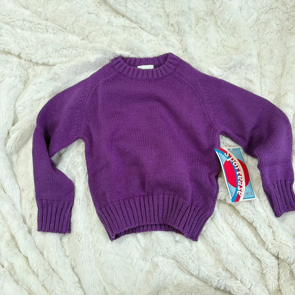 VTG sportease Kids Purple 6X Acrylic Knit Sweater Pullover Casual NWT Deadstock - Picture 2 of 5